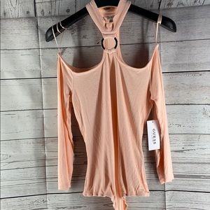 Guess cream orange off the shoulder body suit